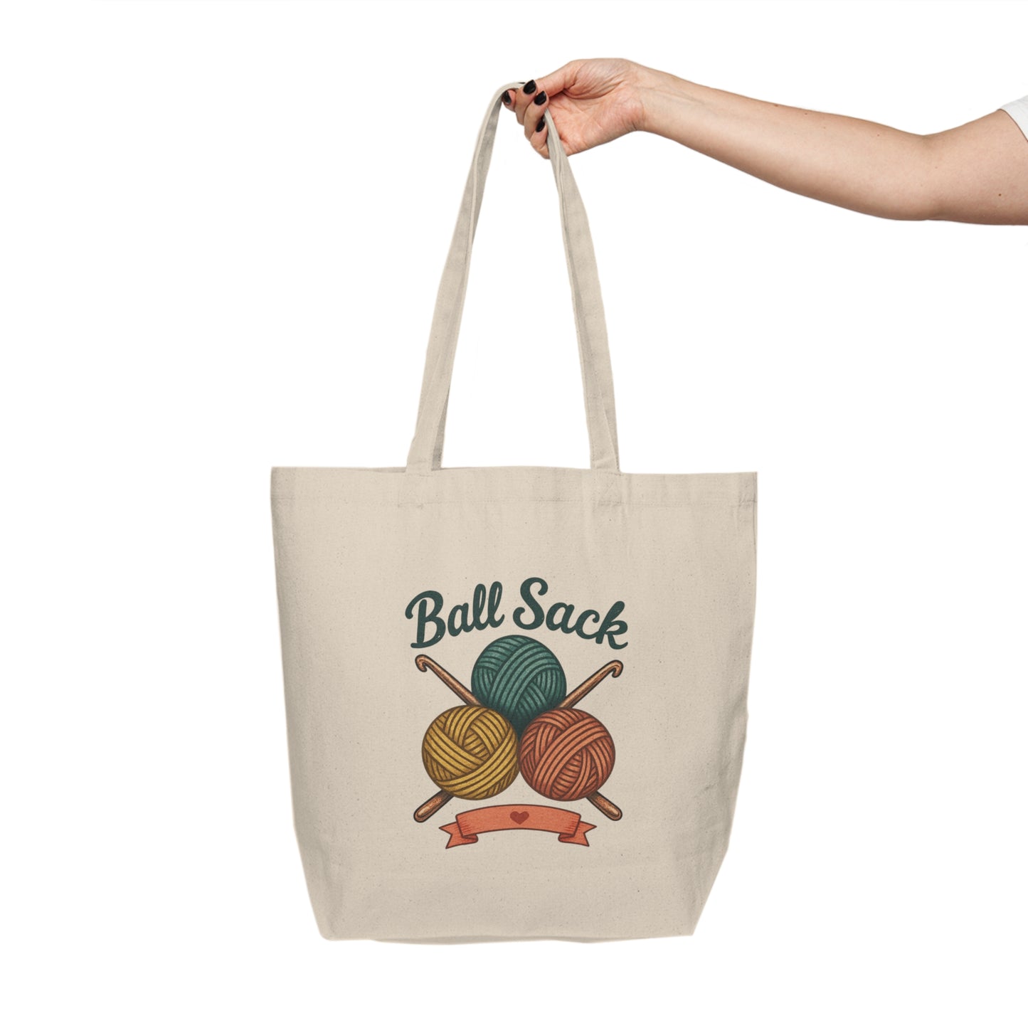 Ball Sack Yarn Tote — Funny Crochet Canvas Shopping Bag