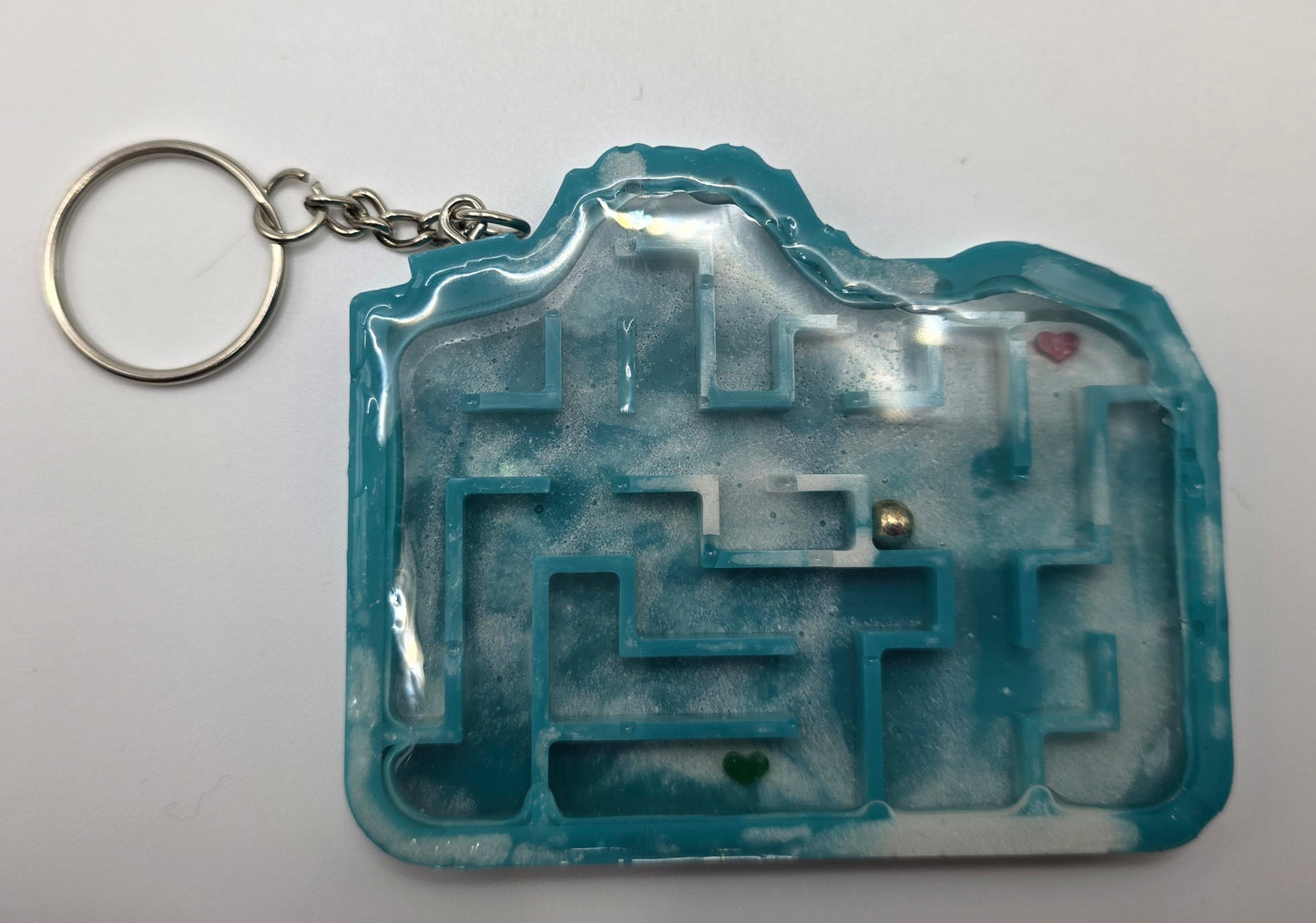 Blue Building Shaker puzzle keychain