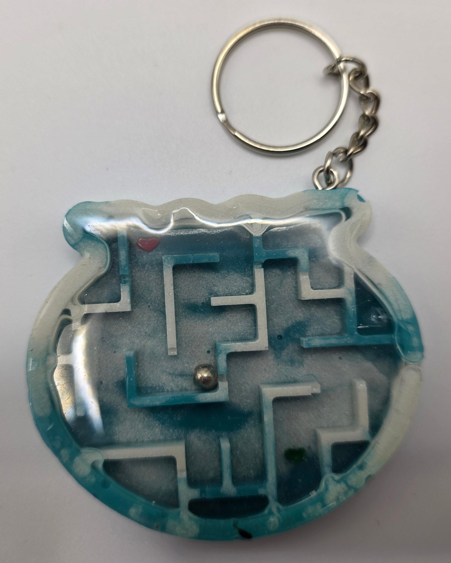 Blue Fish Bowl shaker puzzle keychain