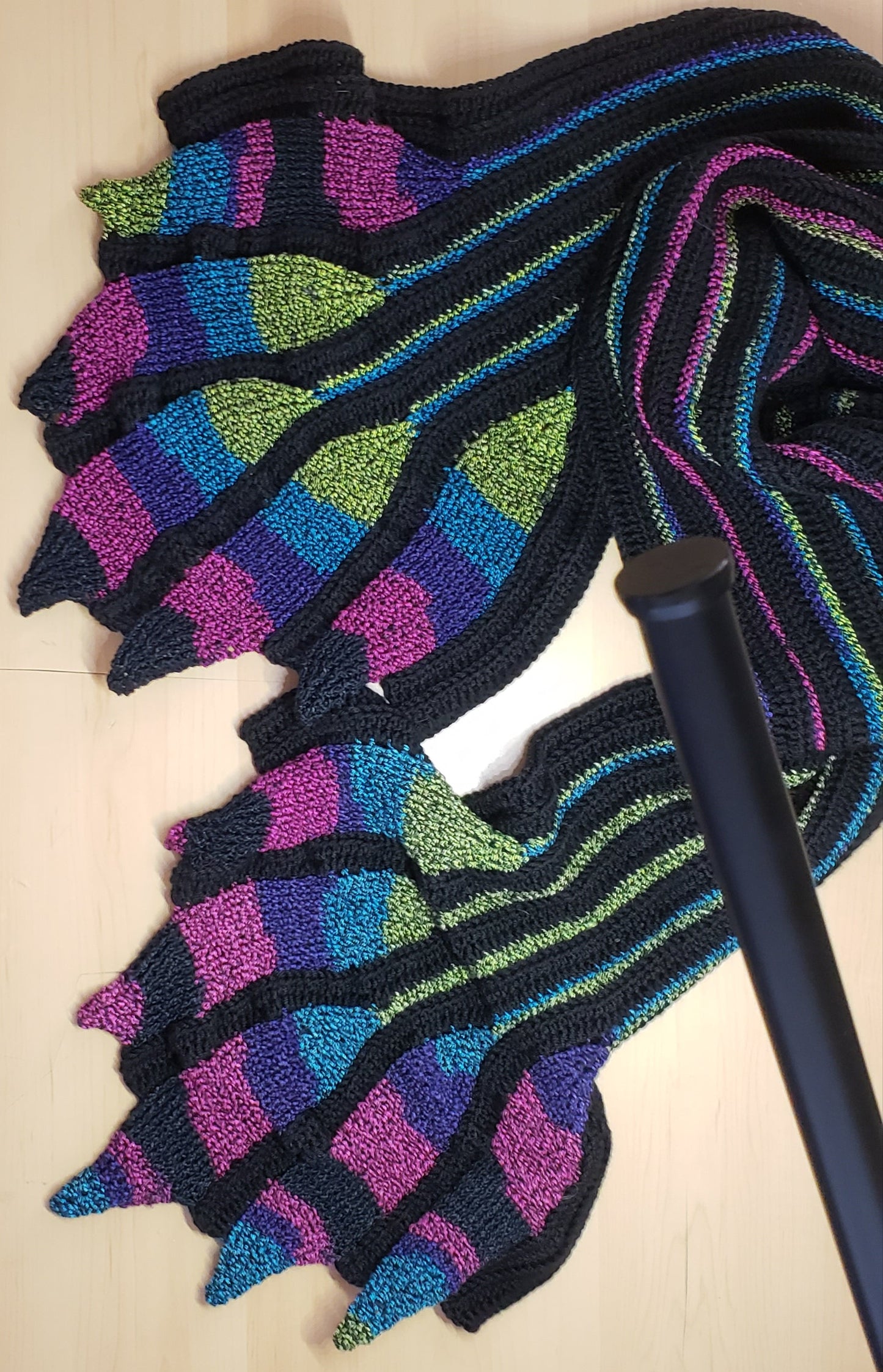 Handmade Jewel-Toned Dragon Wing Crochet Scarf
