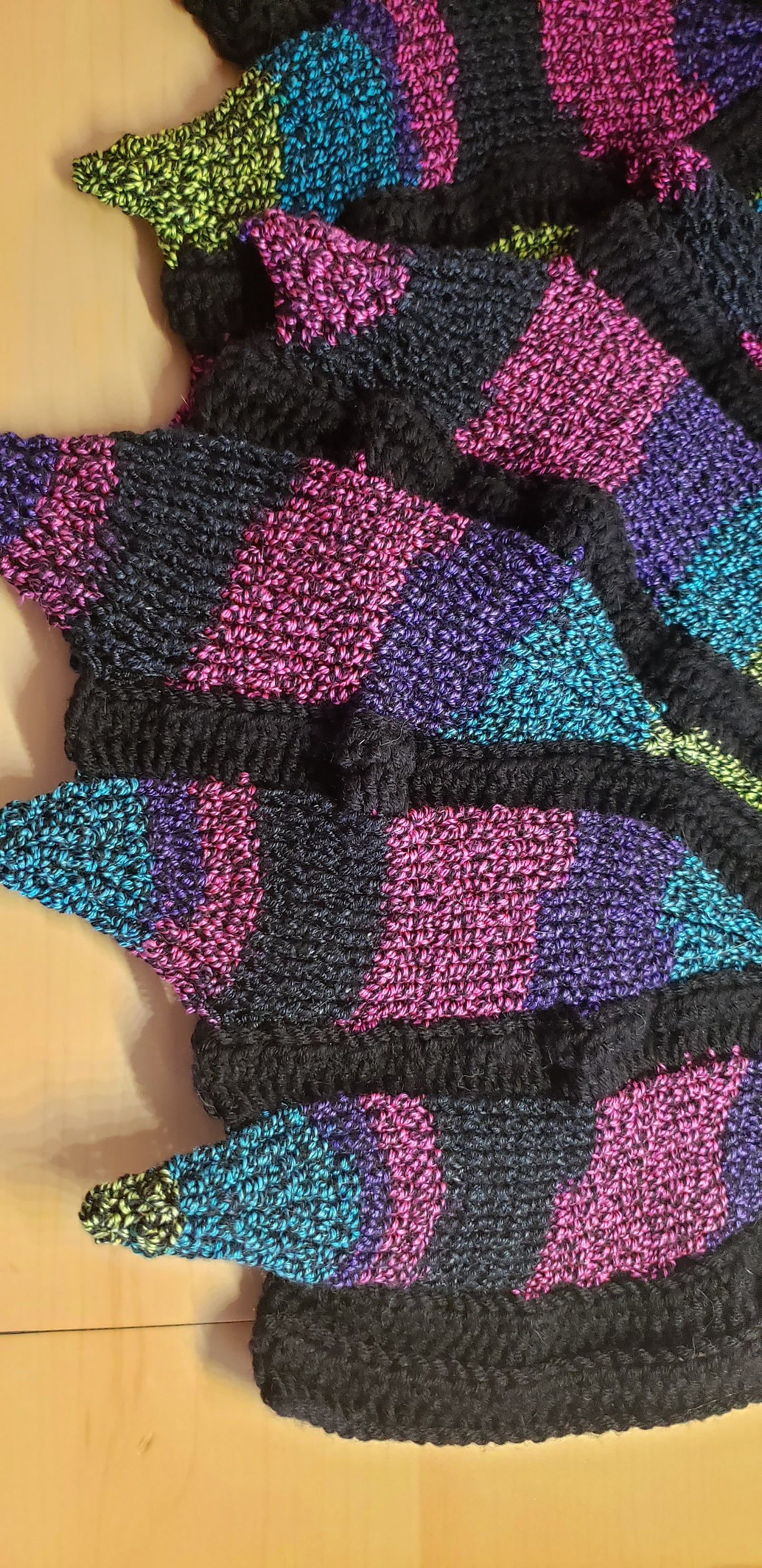 Handmade Jewel-Toned Dragon Wing Crochet Scarf