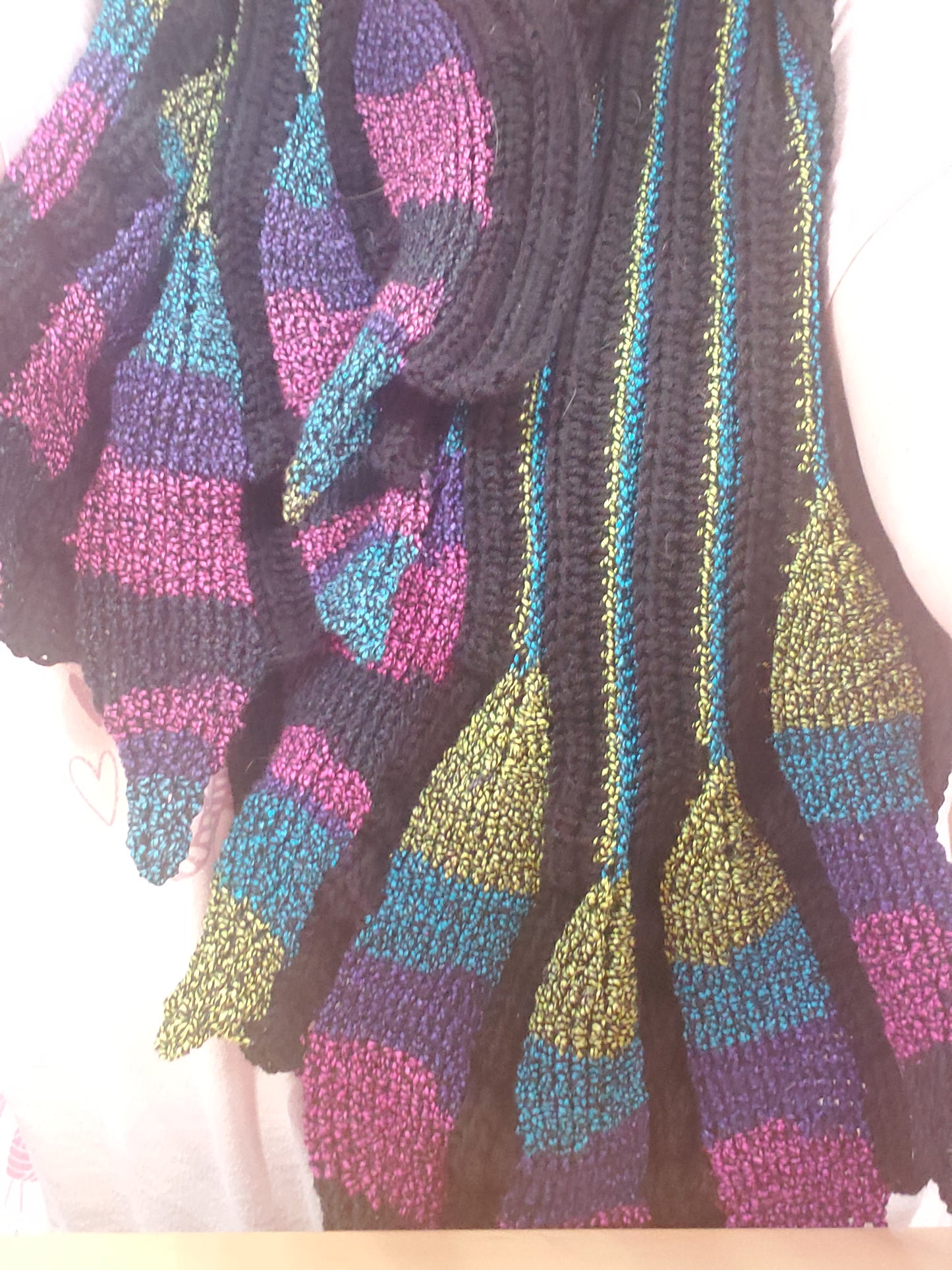 Handmade Jewel-Toned Dragon Wing Crochet Scarf