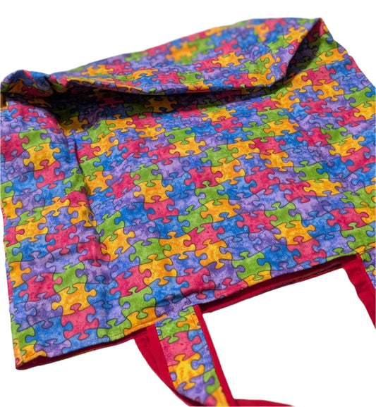 Puzzle foldable grocery bag