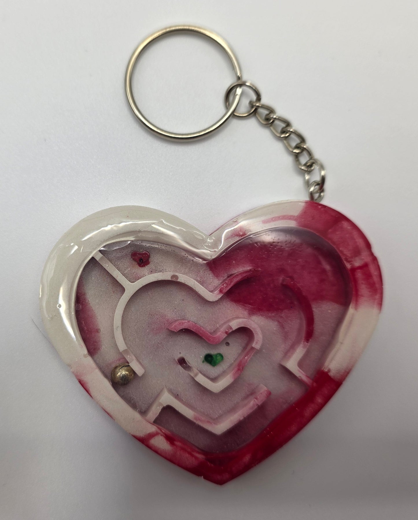 Red heart shaker puzzle keychain