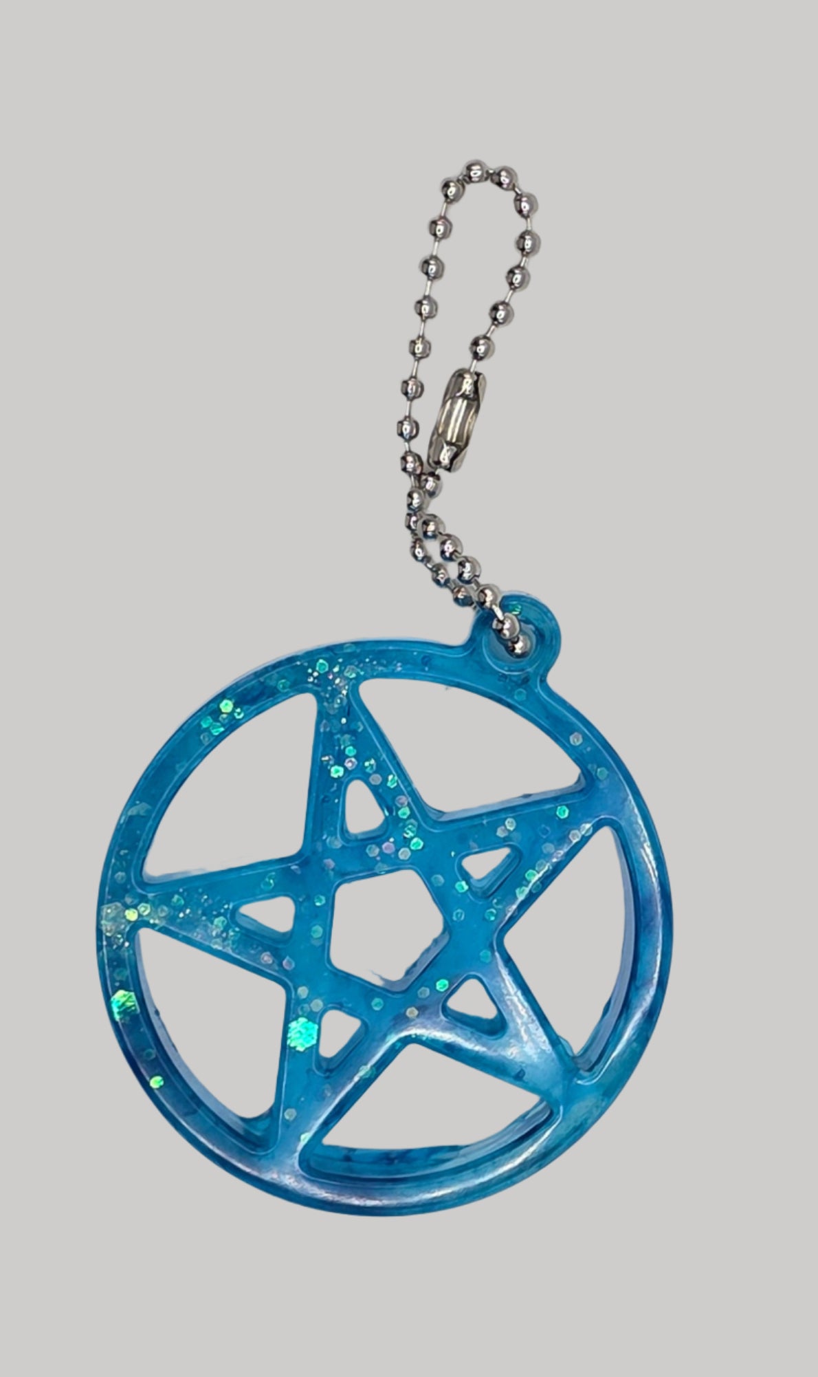 blue resin pentagram keychain