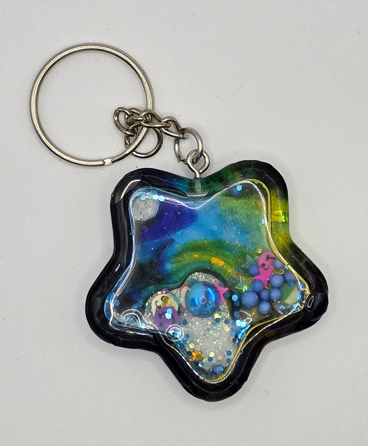 blue_yellow star shaker keychain front