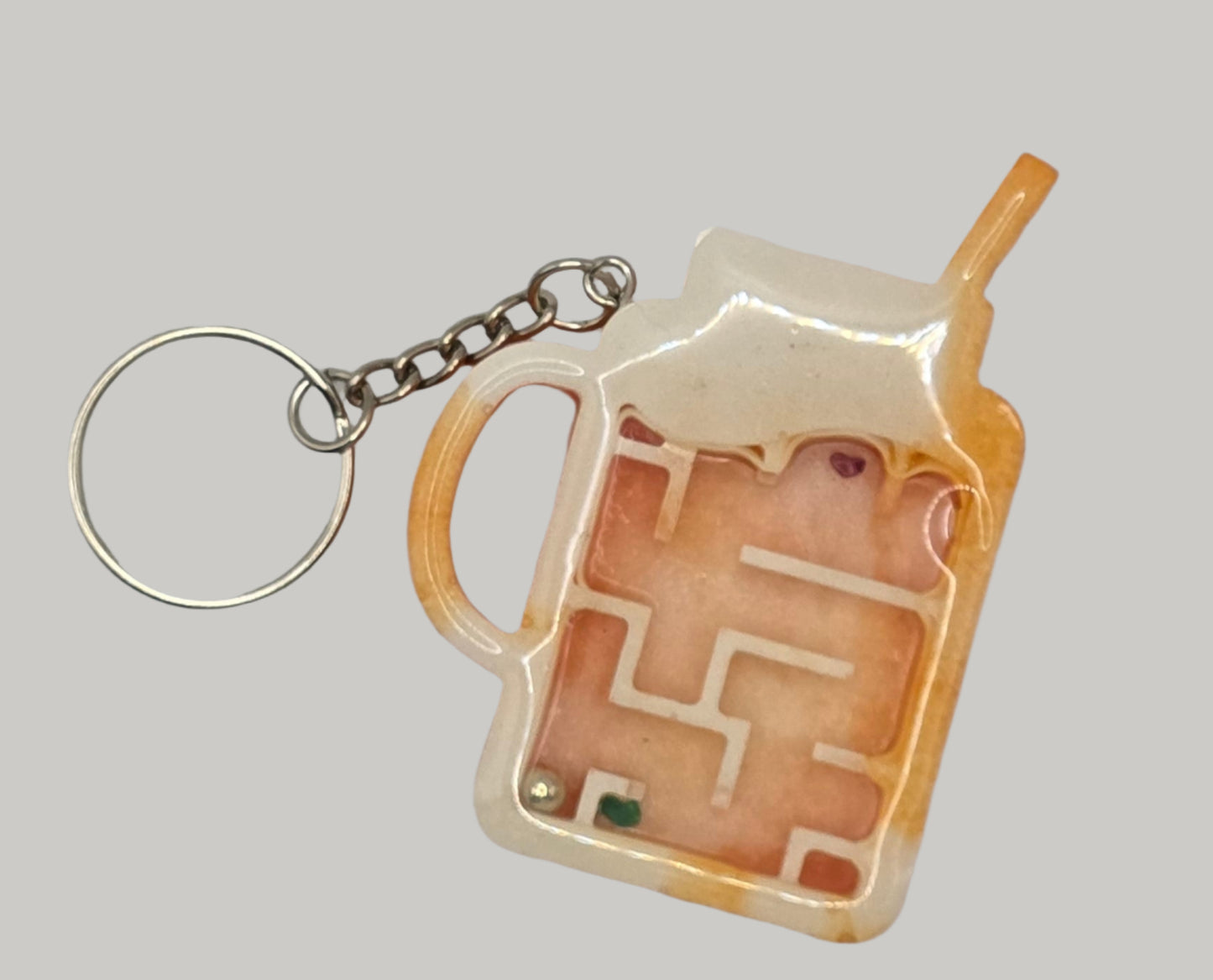 orange creamsicle cup maze keychain front