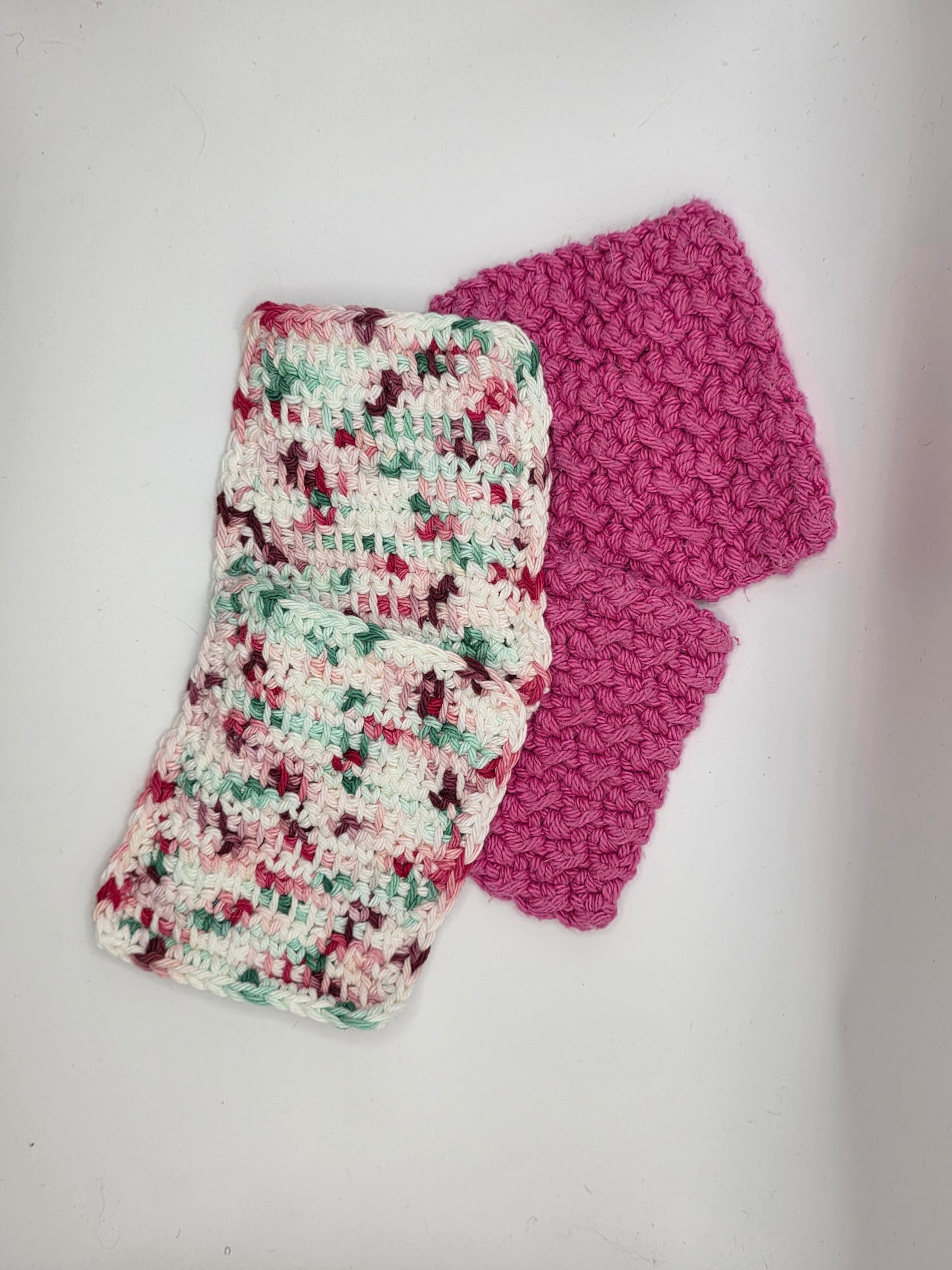 pink and speckled square scrubbies
