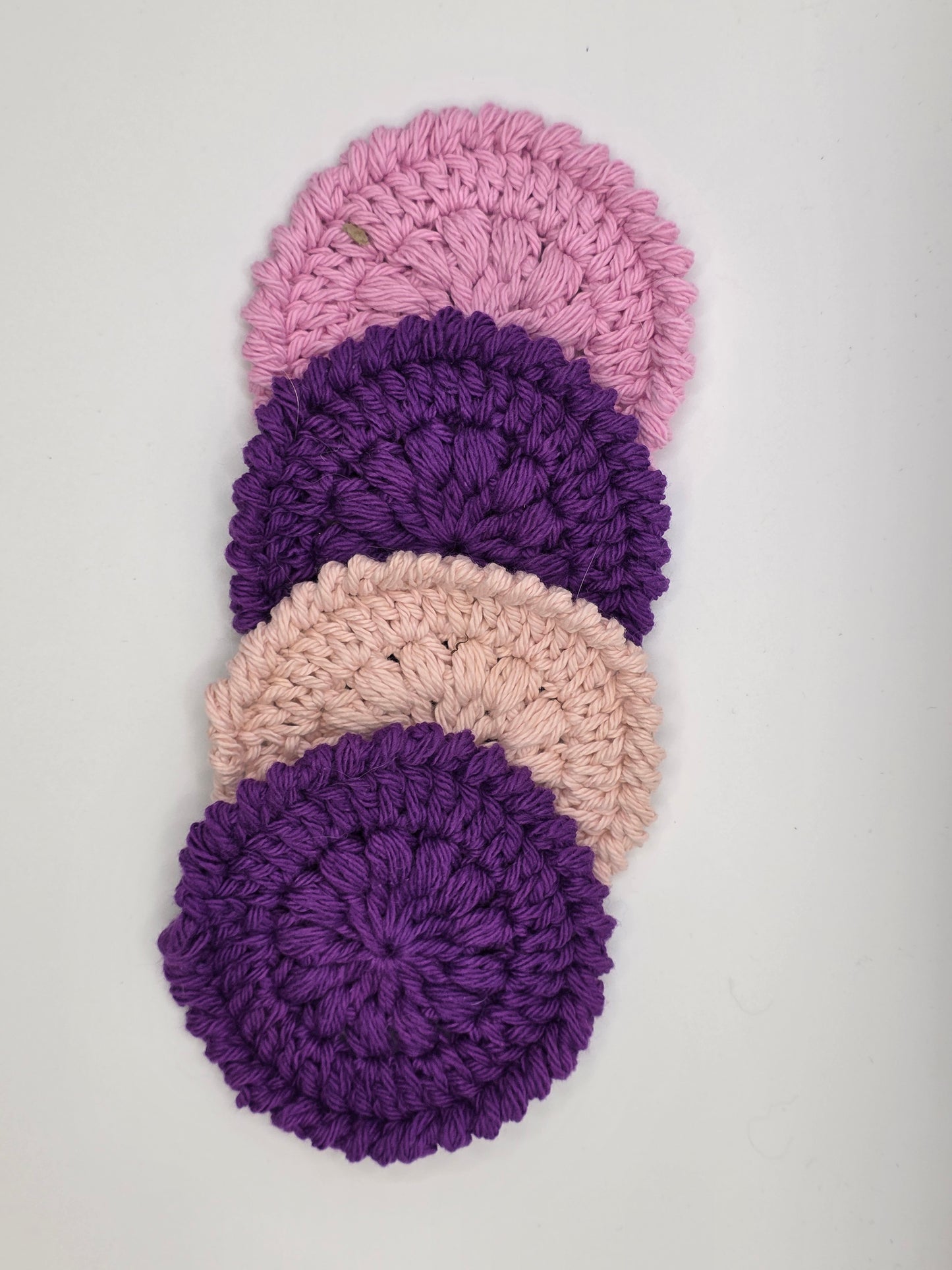 pink purple round scrubbie set