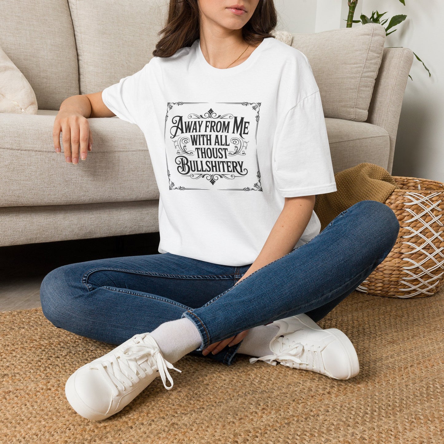 T-Shirt — 'Away From Me With All Thou'st Bullshitery' Vintage Lettering Tee