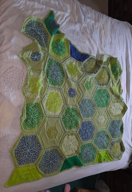 Handmade Crochet Afghan – Hexagon Flower Motif Design