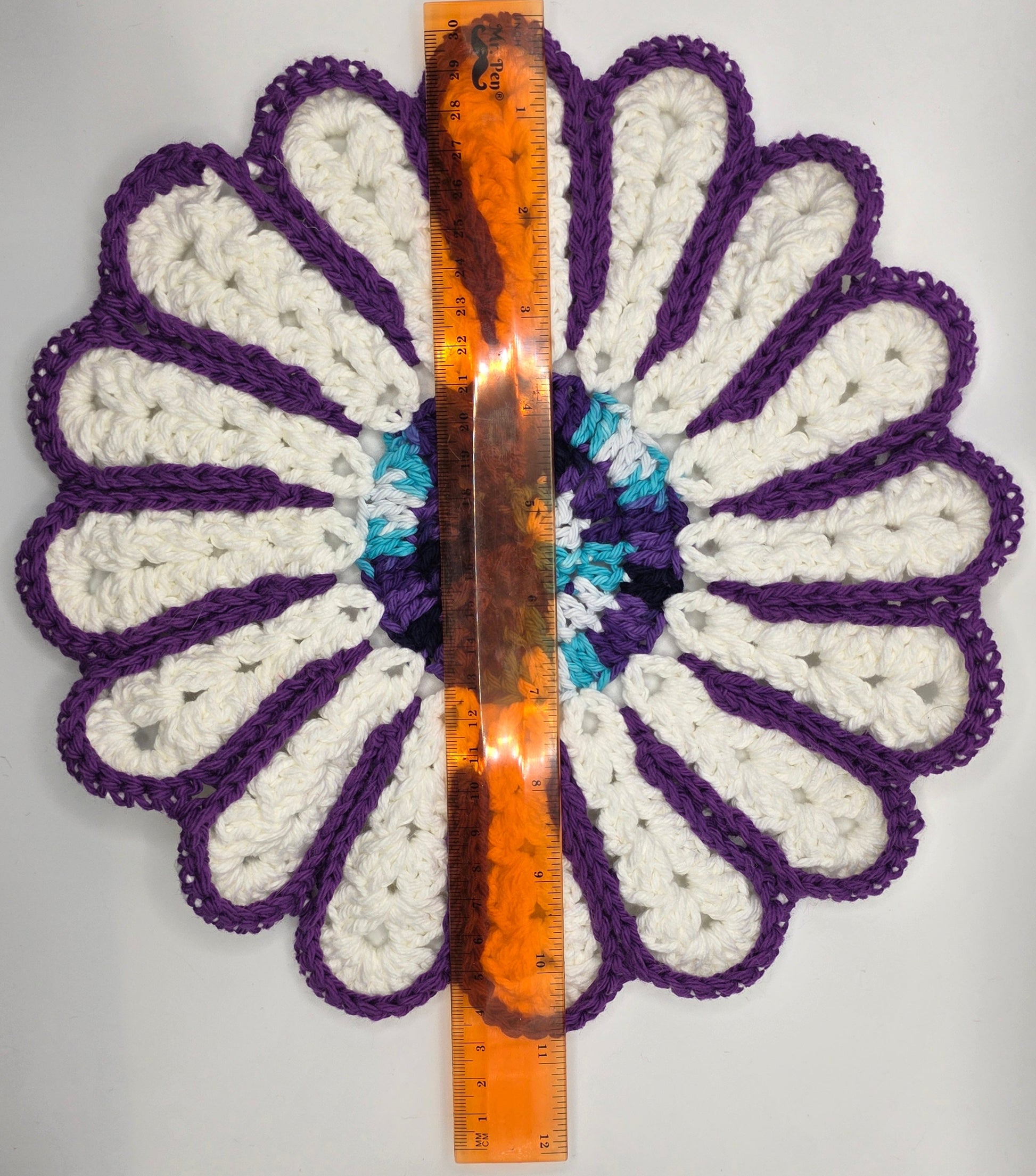Purple Flower HotPad Measured