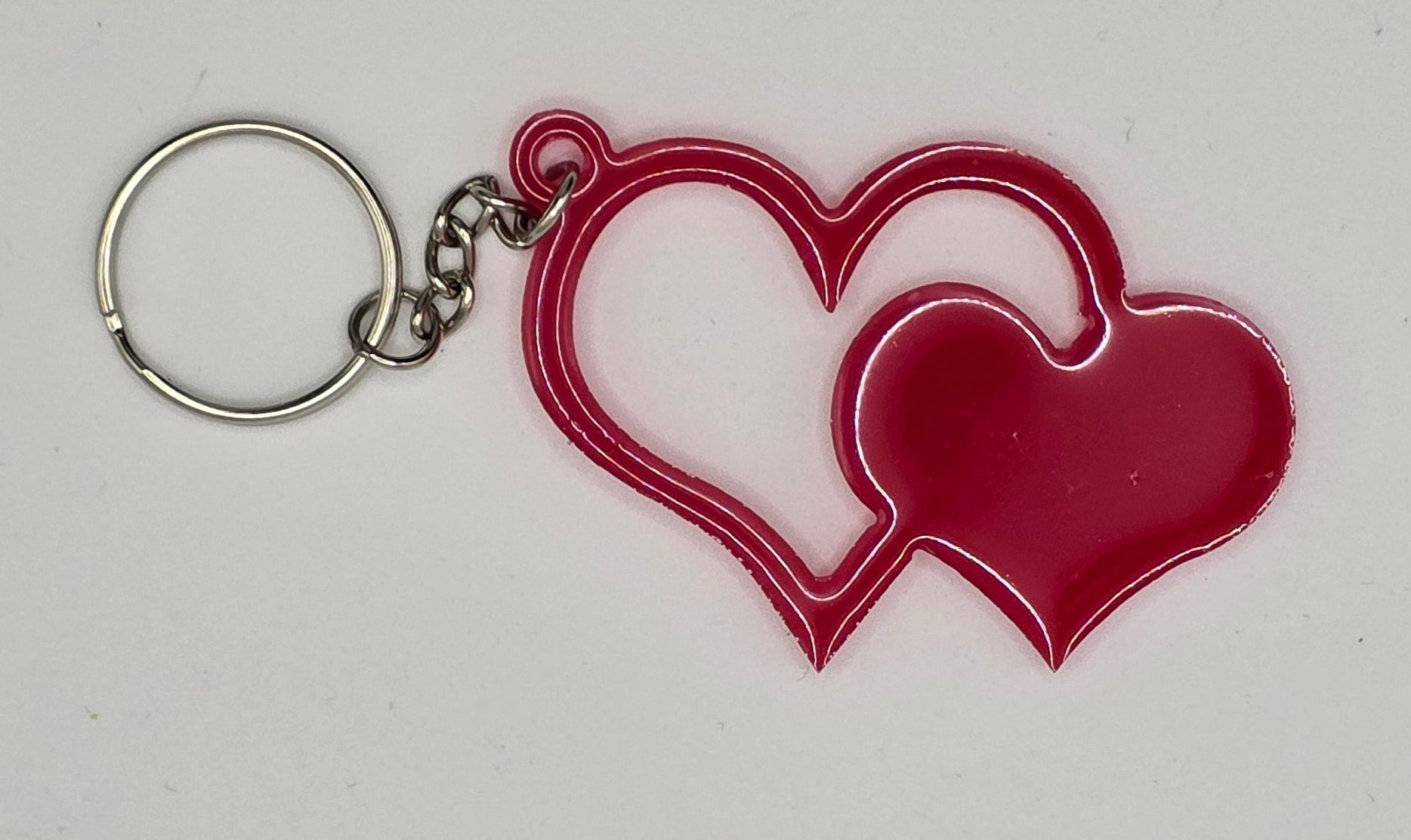 Resin double heart keychain
