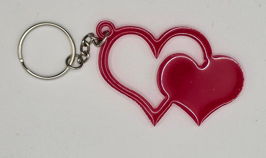 Resin double heart keychain