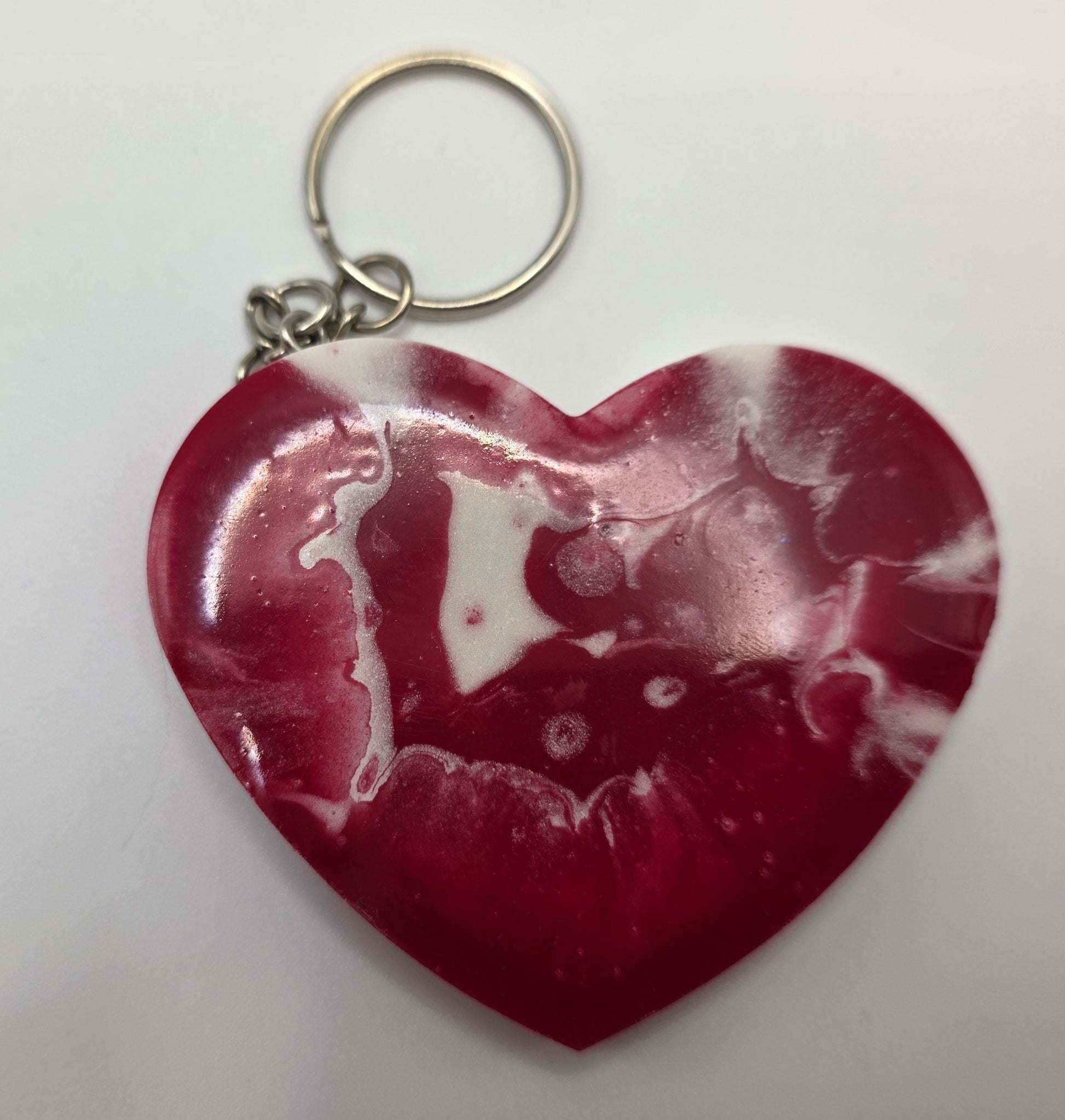 red heart shaker puzzle keychain back