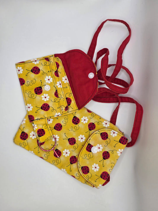 red yellow lady but cross body bag set